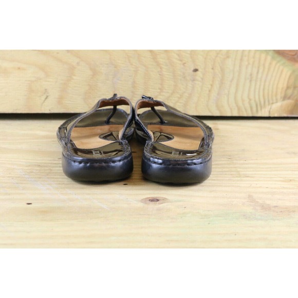 Born Handcrafted Women's Size 7 Black Footwear Leather Thong Toe Slide Sandal - Picture 4 of 7